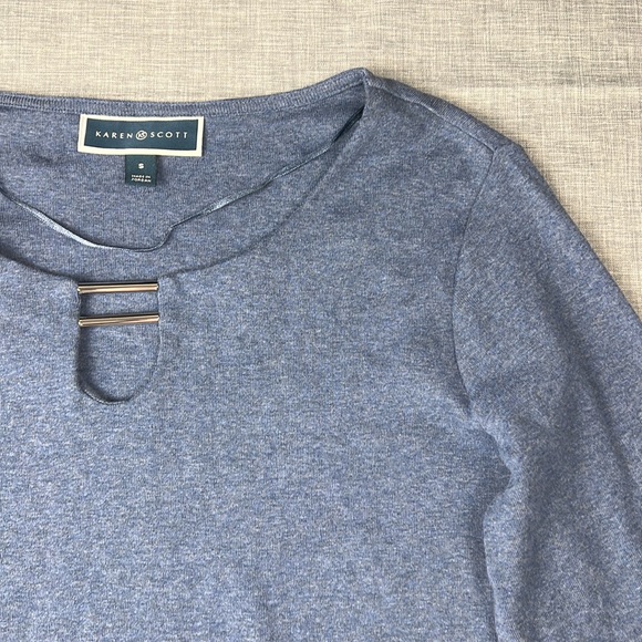 Heather Blue Splitneck Tunic Top Size Small - Picture 3 of 5